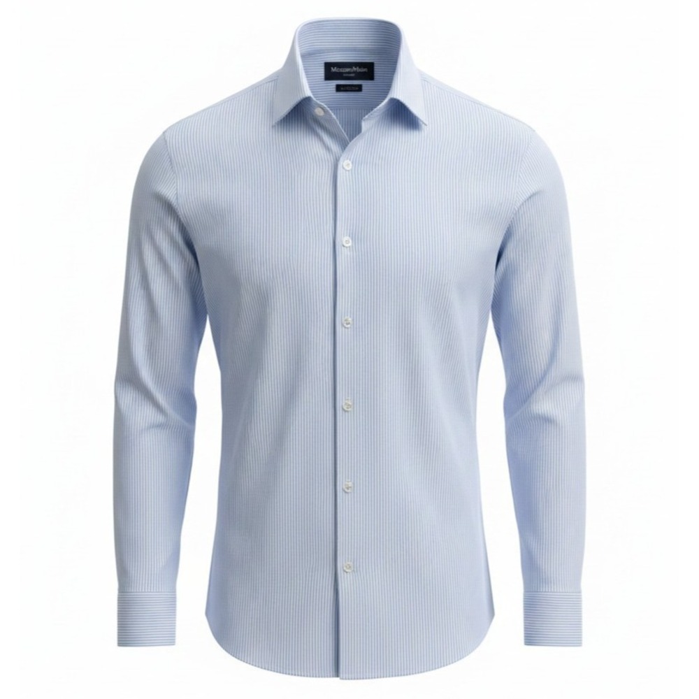 Mizzen+Main Leeward Dress Shirt Mens Large Classic Fit Blue Stripe L/S READ